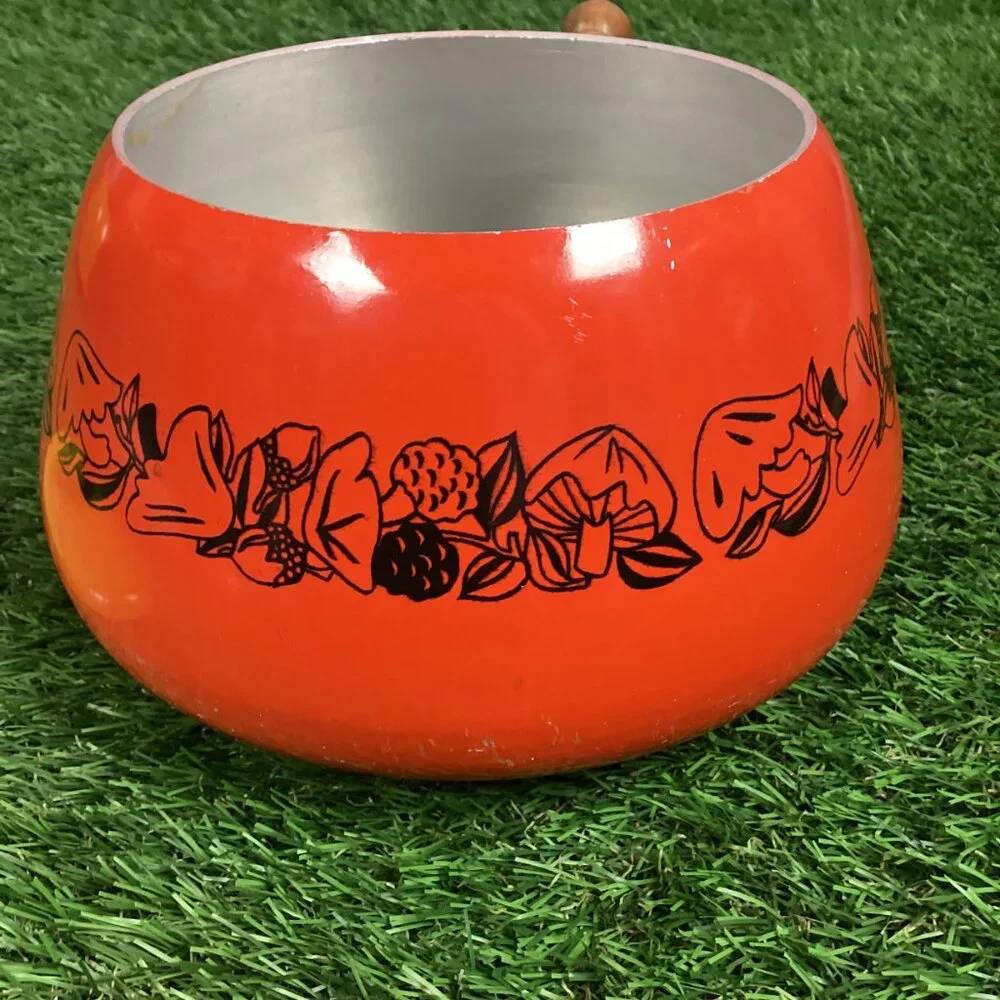 Vintage Mushroom Fondue Set Orange Green